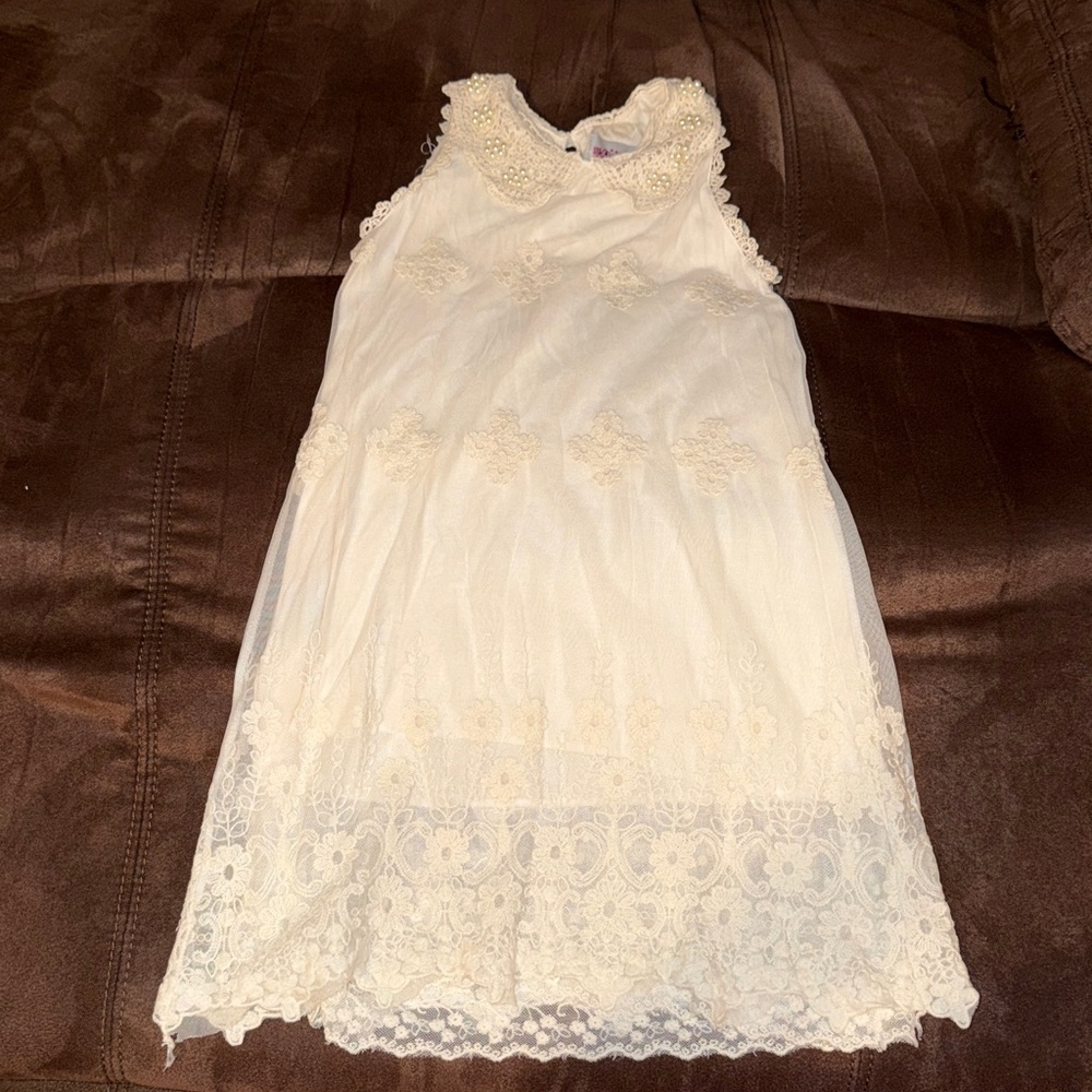 Elegant Cream Lace Baby Dress